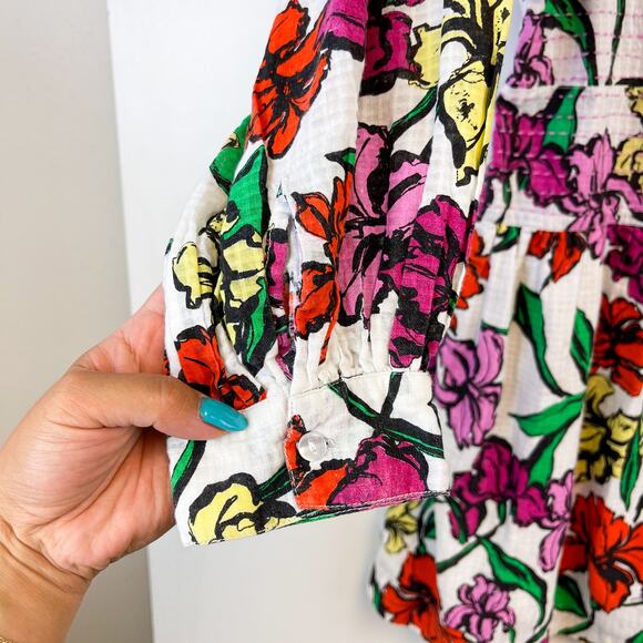 Roller Rabbit Size M Jorales Bibianna Wrap Floral Mini Dress Multi-Color V-Neck - Picture 4 of 11